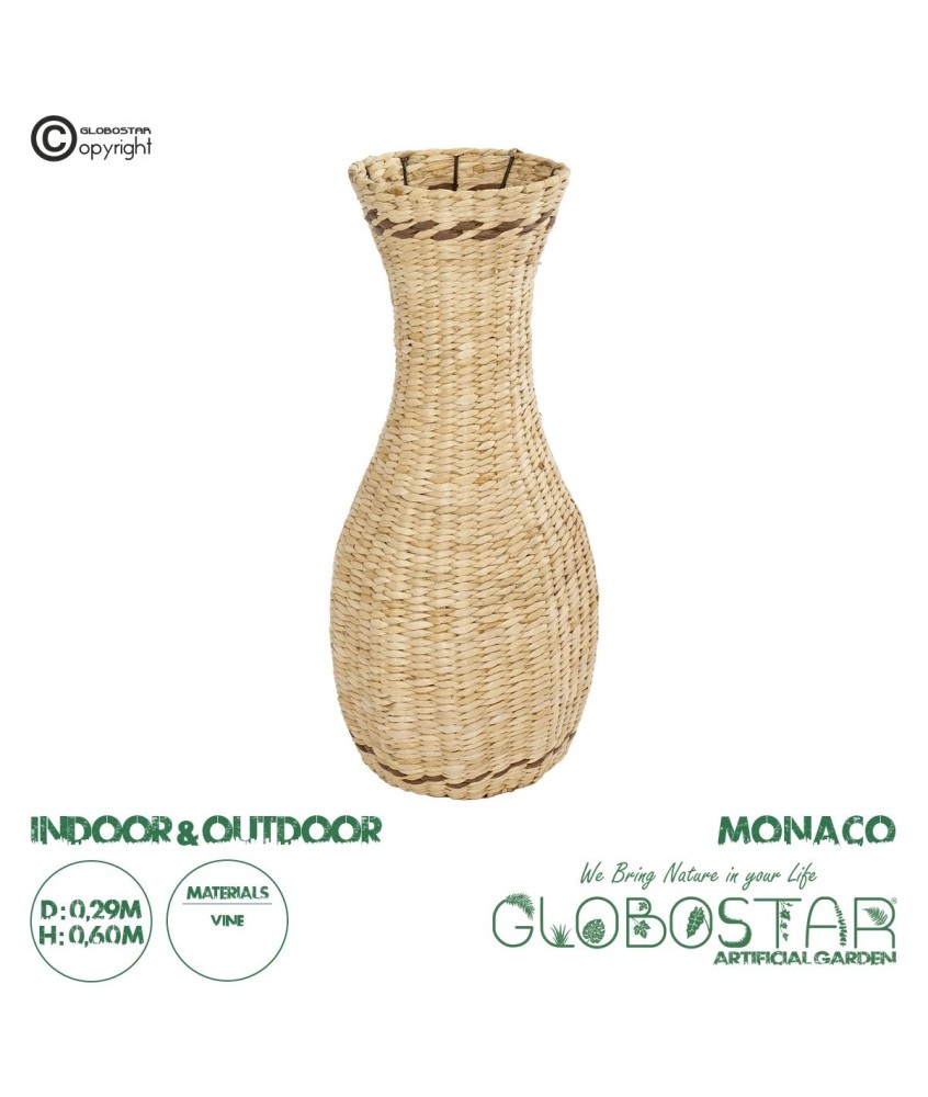 GloboStar® Artificial Garden MONACO 21235 Διακοσμητικό Πλεκτό Καλάθι - Κασπώ Γλάστρα - Flower Pot Μπεζ Φ29cm x Υ60cm